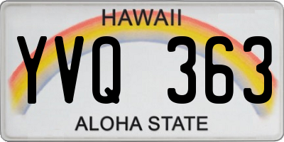 HI license plate YVQ363