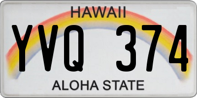 HI license plate YVQ374