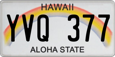 HI license plate YVQ377