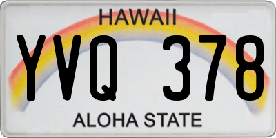 HI license plate YVQ378