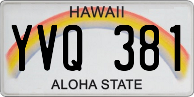 HI license plate YVQ381