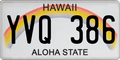 HI license plate YVQ386