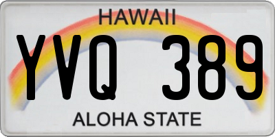 HI license plate YVQ389