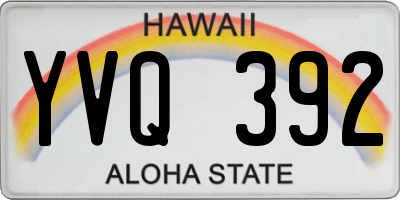 HI license plate YVQ392