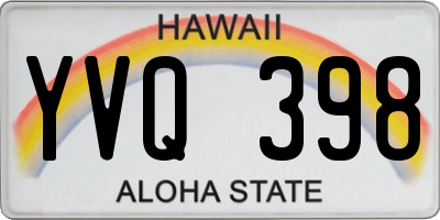 HI license plate YVQ398