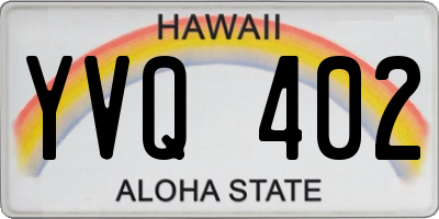 HI license plate YVQ402