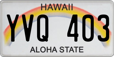 HI license plate YVQ403