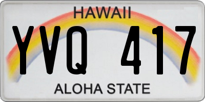 HI license plate YVQ417