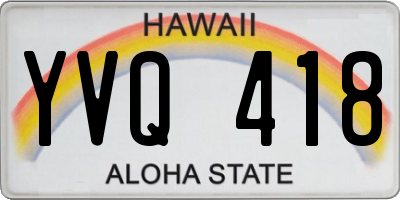 HI license plate YVQ418