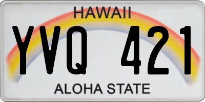 HI license plate YVQ421