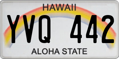 HI license plate YVQ442