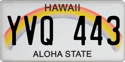 HI license plate YVQ443
