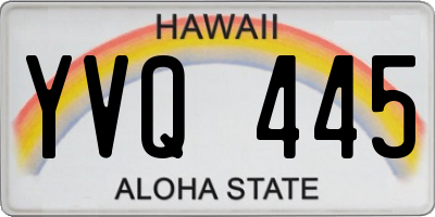 HI license plate YVQ445