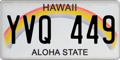 HI license plate YVQ449