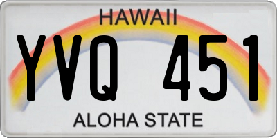 HI license plate YVQ451