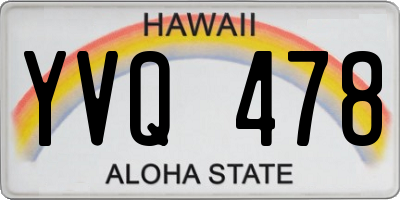 HI license plate YVQ478