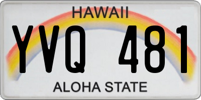 HI license plate YVQ481