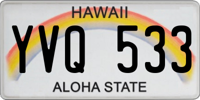 HI license plate YVQ533