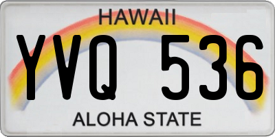 HI license plate YVQ536