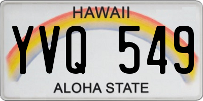 HI license plate YVQ549