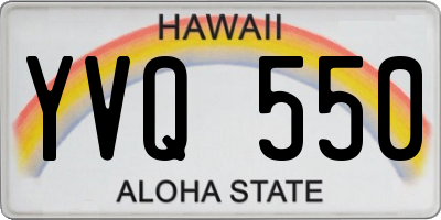 HI license plate YVQ550
