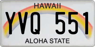 HI license plate YVQ551