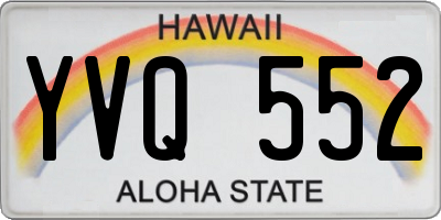 HI license plate YVQ552