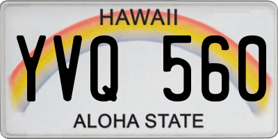 HI license plate YVQ560