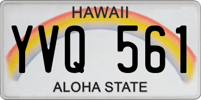 HI license plate YVQ561