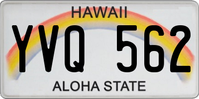 HI license plate YVQ562