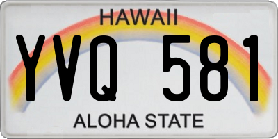 HI license plate YVQ581