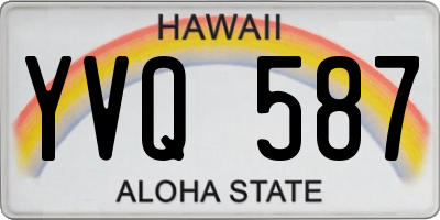 HI license plate YVQ587
