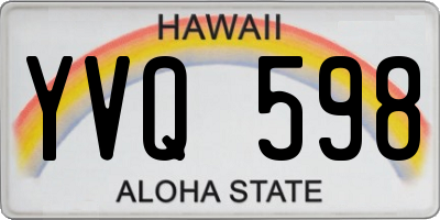 HI license plate YVQ598