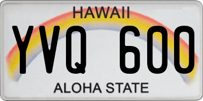 HI license plate YVQ600