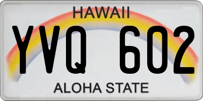 HI license plate YVQ602