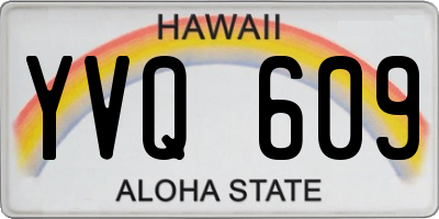 HI license plate YVQ609