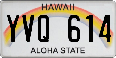 HI license plate YVQ614