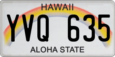 HI license plate YVQ635