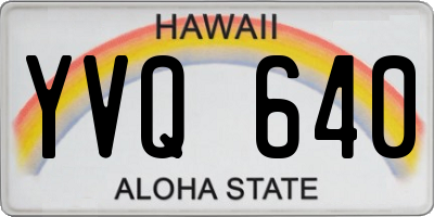 HI license plate YVQ640