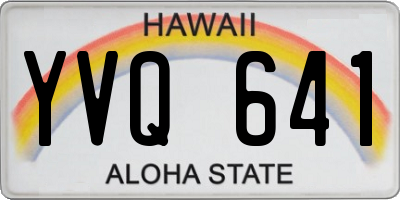 HI license plate YVQ641