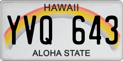 HI license plate YVQ643