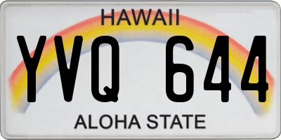 HI license plate YVQ644