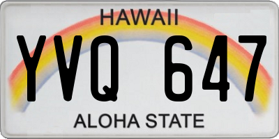 HI license plate YVQ647