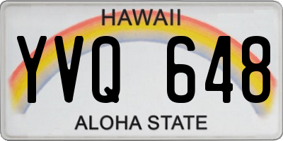 HI license plate YVQ648