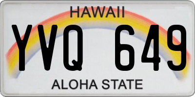 HI license plate YVQ649
