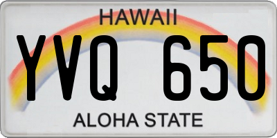HI license plate YVQ650