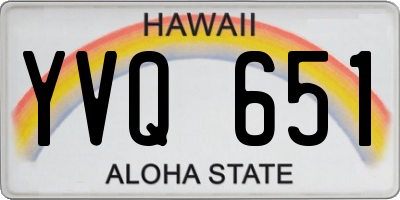 HI license plate YVQ651