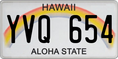 HI license plate YVQ654