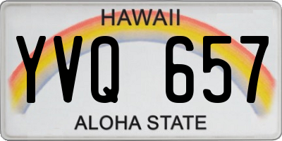 HI license plate YVQ657