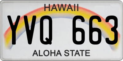 HI license plate YVQ663